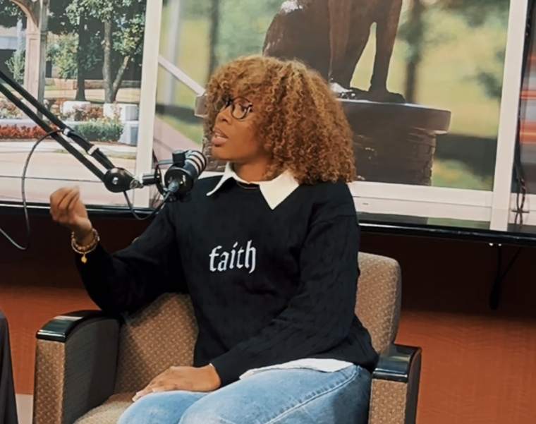 Jada on a podcast